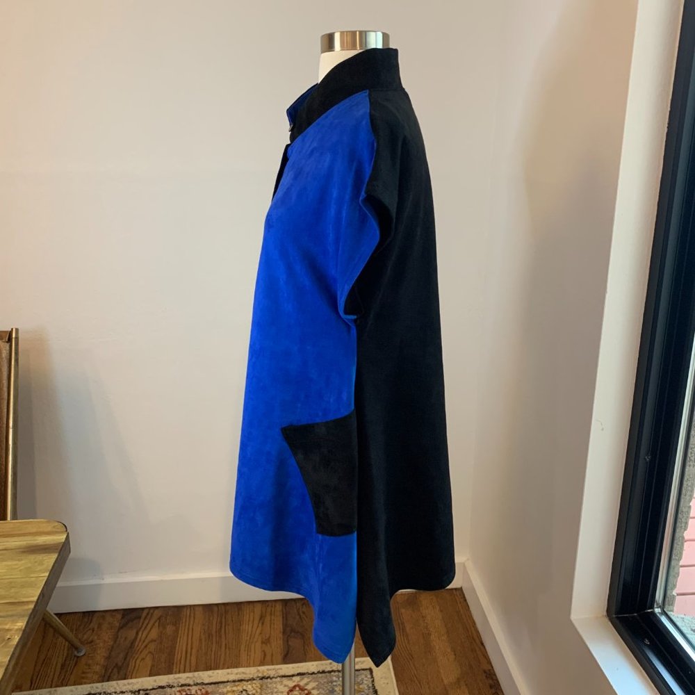 Damee Color Block Blue & Black Button Up Top, Sz … - image 3